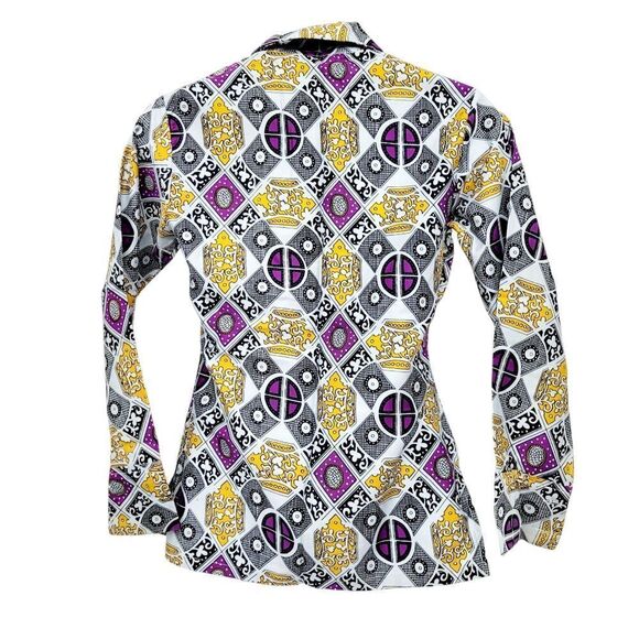 2/$20 Y2K White & Purple Buttons Down Shirt Top Size: M - Picture 6 of 10